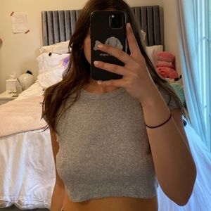 Brandy Melville Gray cropped t-shirt